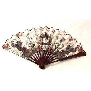 Hendricks Gin Wooden Silk Paper Folding Fan Unusual & Unique Victorian Lady Gent